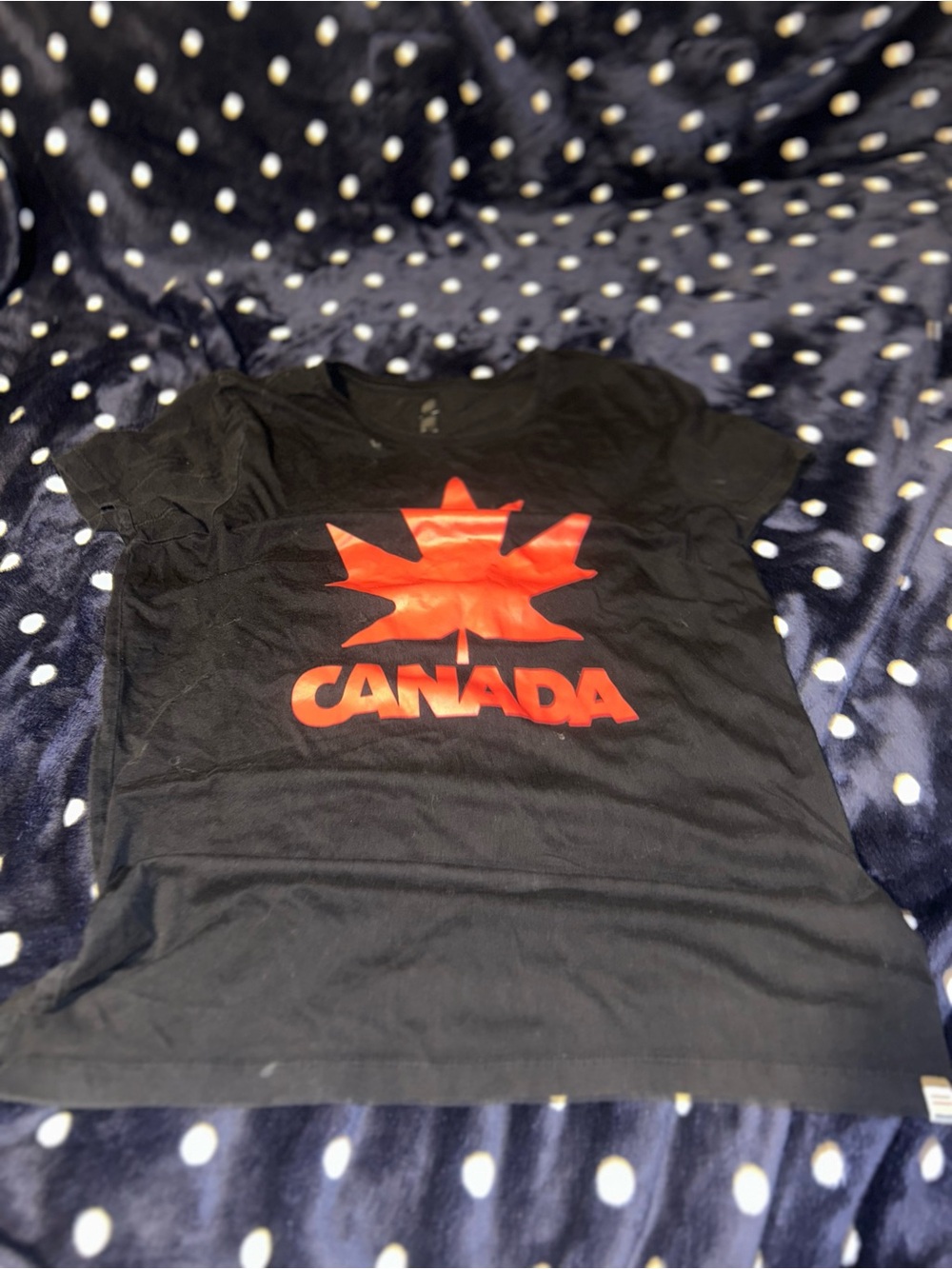 Black Canada Maple Leaf Graphic Tee - Red Print